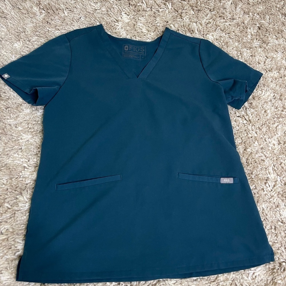 Figs Short Sleeve Technical Collection Turquoise Scrub Top Size S #0497 - Picture 8 of 9